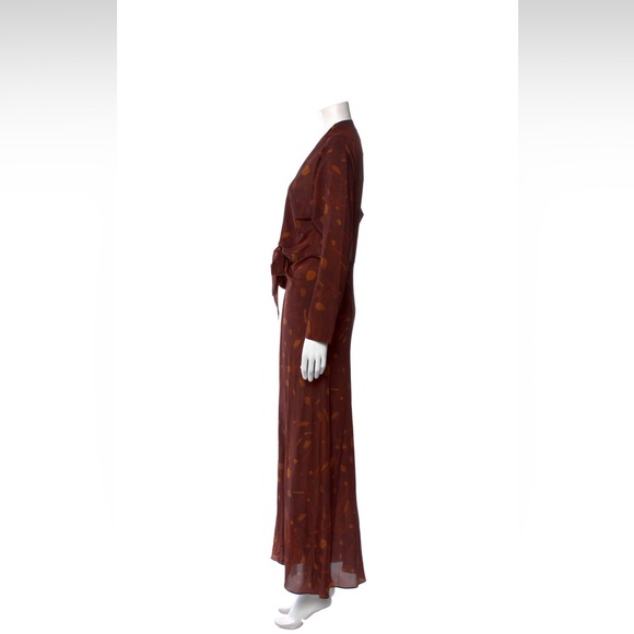 Cotana Silk Long Sleeve Low Cut Dress With Tie Front (NWT) - Picture 2 of 3